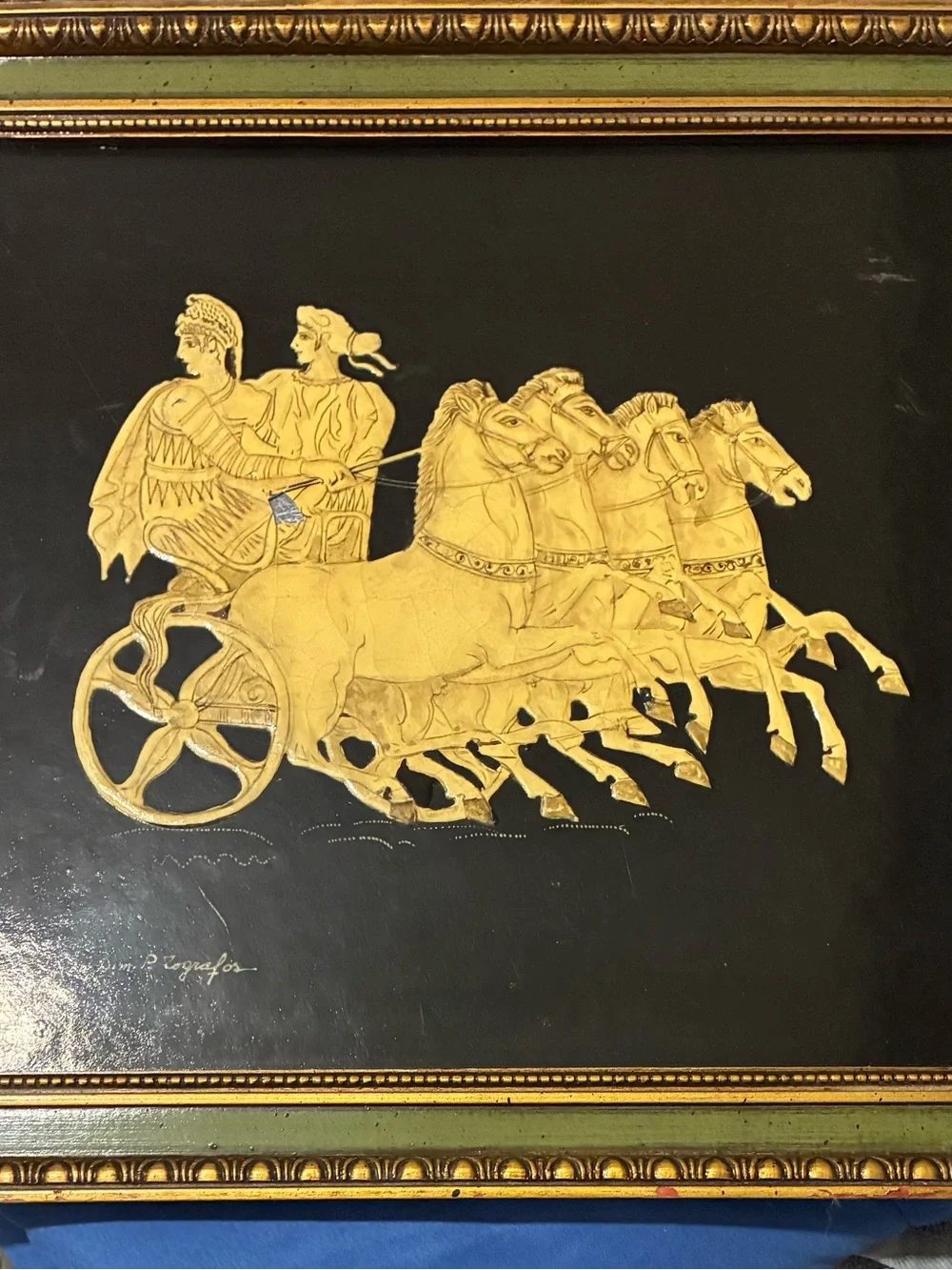 Gold on Black Chariot Wall Art by